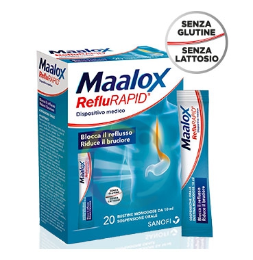Sanofi Aventis Linea Apparato Gastrico Maalox RefluRAPID 20 Buste alla Menta