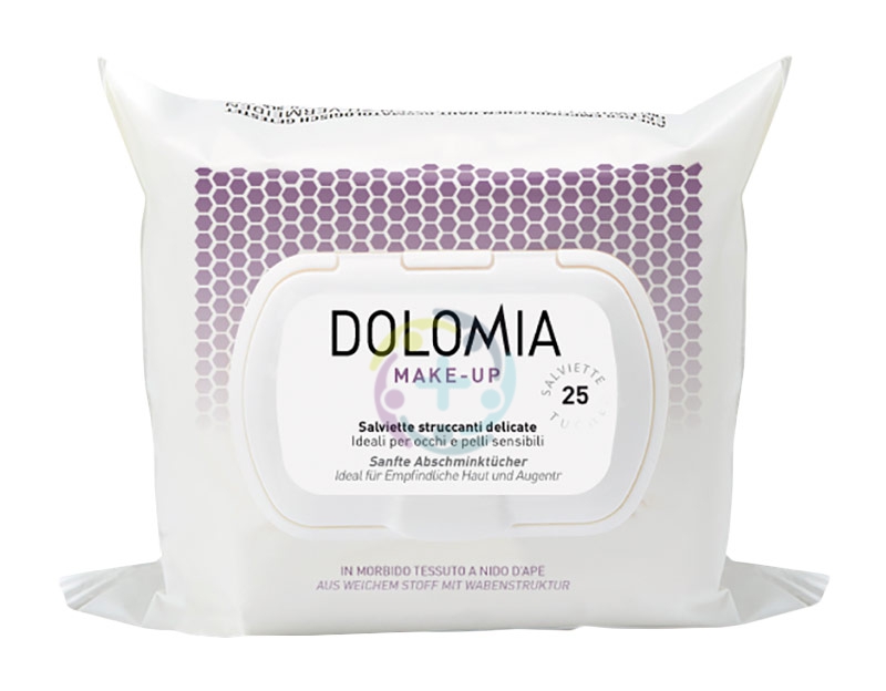 Dolomia Linea Trucco Viso 25 Salviette Struccanti per Occhi e Pelli Sensibili