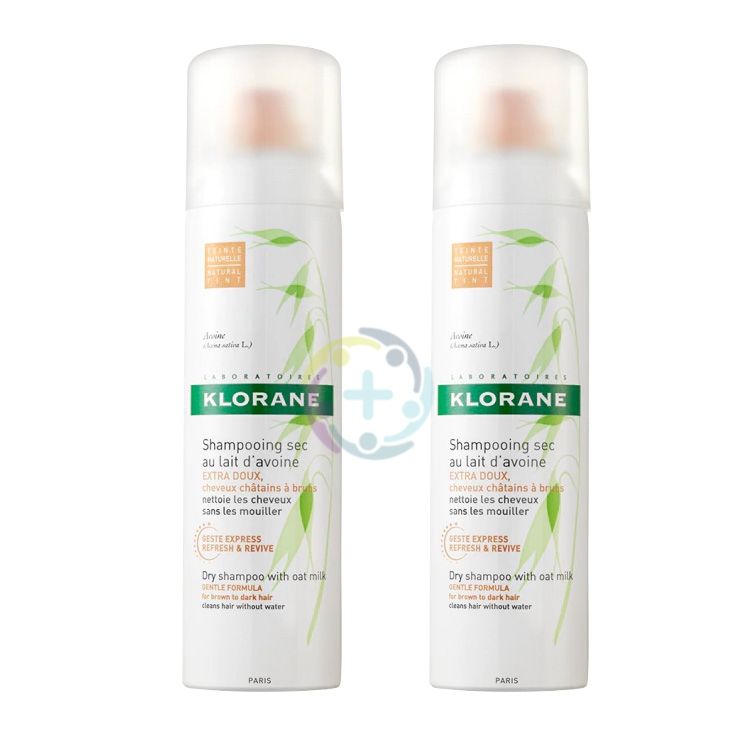 Klorane Capelli Linea Latte D'avena Shampoo Secco Capelli Castani 2x150ml